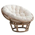 Papasan Round Chair Cushions, Papasan Cushion Only, Papasan Cushion Cover Swing Basket Cushion, Thick Egg Nest Seat Cushions for Indoor Balcony,White,120x120cm