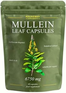 Mullein Leaf Extract for Lungs. Highest Strength 6750mg Mullein 10:1 Extract, Lung Detox & Respiratory Support | 60 Capsules | 2 Month Supply. Vegan Supplement.