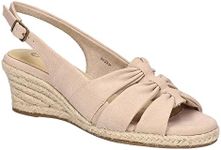 Bella Vita Women's Cheerful Wedge Sandal, Natural Linen Print, 8 Narrow