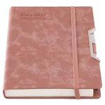 Academic Diary 2025,Diary 2025 Day Per Page, Hardcover Organized from Jan 2025 to Dec 2025, Agenda A5 Daily Monthly Planner with Monthly Tabs, Inner Pocket,Pen (Pink)