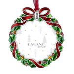 LARAINE Christmas Tree Ornaments – Decorative Hanging 2023 Holiday Keepsake Gift Pendant with 2.5” Photo Frame Insert for Picture of Pet (Wreath)