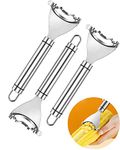 ABINLIN 3 Pcs Corn Peeler for Kitchen, Stainless Steel Corn Cob Stripper, Kitchen Gadgets with Ergonomic Handle (Silver)