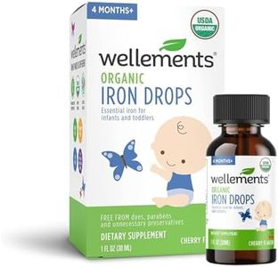 Wellements Organic Iron Drops for Babies | Essential Liquid Iron Supplement for Infants & Toddlers, USDA Certified Organic, Cherry Flavor | 4 Months+, 1 Fl Oz