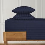 URBANHUT 1000 Thread Count Pure Cotton California King Striped Sheets Set (4 Pc) - Ultra Soft & Smooth, Thick & Crisp Sateen Weave Calking Striped Bedsheets with 16" Deep Pocket - Navy Blue