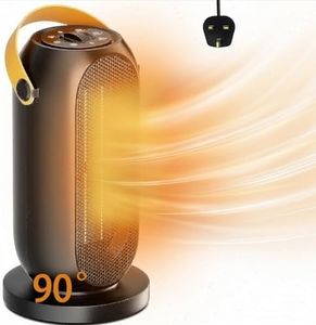 Joomouney Space Heater, Portable Fan Heater, 600/1200W PTC Electric Heater, Tip-Over and Overheat Protection, Home Low Energy, Safe & Quiet for Office Room Desk Indoor Use （90° Oscillating）