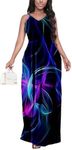 Women's Casual Maxi Dresses Summer Loose Sleeveless Floor Length Plus Size Sundresses with Pockets, Colorful12047-3, X-Large