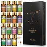 PHATOIL Essential Oils Set (15Pcs Oils, Pure Lavender,Eucalyptus,Jasmine,Lemongrass,Sweet Orange,Sandalwood,Peppermint,Vanilla,Rose,Lemon,Ylang Ylang,Chamomile,Tea Tree,Cinnamon,Rosemary