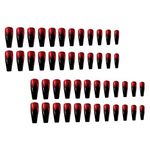 Lurrose Glossy Press on Nails Black Red Gradient Long Square Coffin Fake Nails Full Cover Nails Art Acrylic False Nails Tips for Women Girls 48pcs