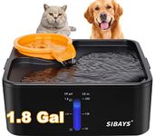 SIBAYS 7L Dog Water Fountain, Cat Water Fountain for Drinking, Pet Water Dispenser with LED Light, Ultra Quiet Pump, Multiple Filtering, for Cats, Dogs, Multi Pet Households