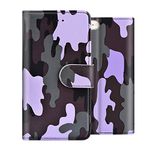 ameego Fashion Army Camo Camouflage Flip Card Slot Magnetic Kickstand Slim Phone Case - Stylish Military-Inspired Protection for Your iPhone 6, 6S (Purple)