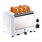 Dualit Classic 4 Slice NewGen Stainless Steel Toaster, White - Hand Built in The UK, Replaceable ProHeat® Elements – Slot Selector, Defrost Bread, Mechanical Timer-for Toast, Bagels & More