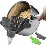 2 Pack Kitchen Gizmo Snap-On Strainer - Silicone Clip-On Strainer for Pots and Pans - Collapsible Design - Heat Resistant Colander for Vegetables and Noodles - Ideal for Rice, Grains - Green/Grey