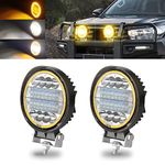 KaiDengZhe 2PCS 72W LED Spot Light Bar, Off Road LED Work Light with 4.5" Amber Strobe Halo Ring Off Road Pods Spot Flood Combo Light Off Road Driving Fog Light 12V-36V for Motorcycle SUV Boat Truck