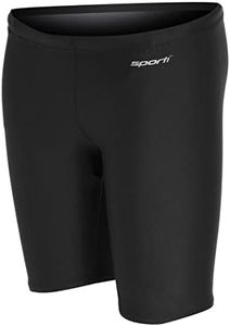 Sporti Jammers Swimsuit for Men, Solid Compression Jammer Swimsuit - Black - 26
