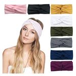 DRESHOW 8 Pack Headbands for Women Vintage Headwraps Wide Turban Cross knotted Girls Hair Bands Accessories