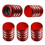 Tire Valve Stem Cap Cover - 5 Pack Corrosion Protection Leak-Proof Tire Air Caps Universal for Car Truck Motorcycle and Bike Red