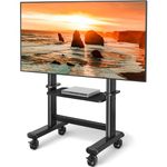 TAVR Furniture Mobile TV Cart Rolling Stand with Wheels for 55-90 Inch LCD LED Flat Curved Screens up to 200 lbs, Heavy Duty Portable Floor Large Base Trolley Height Adjustable Max VESA800x600 mm