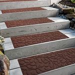 Comme Rug Stair Treads with Rubber Backing,Non-Slip,Indoor Outdoor Step treads,Set of 6,Brown,8.5" x 30"