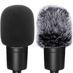 Windscreen Pop Filter Compatible with AT2020,Mic Foam Cover+Furry Windscreen Muff Wind Compatible with Audio Technica at2020 at2035 at2500 at2050 at4040,Chromlives Furry & Foam Microphone Cover 2Pack