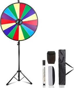 Hooomyai 30 Inch Large Size Wheel Heavy Duty Prize Wheel Height Adjustable 55”-67“ Floor Stand Fortune Wheel with Dry Erase Marker & Eraser 18 Slots Spinning Wheel for Game Carnival and Trade Show