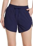 BALEAF Women's Swim Shorts Mesh with Drawstring 5" Beach Swimming Shorts Swimsuit Bottoms with Liner Traval Running Navy L
