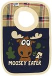 LazyOne Animal-Print Baby Bibs, Cute Baby Shower Gifts, One Size, Blue Plaid, Moose (Moosey Eater Boy, ONE SIZE)