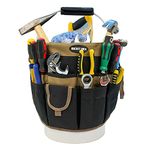 MELOTOUGH Garden Bucket Tool Organizer Caddy With 35 Pockets for Tools Fits to 3.5-5 Gallon Bucket Organizer(Khaki)