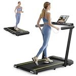 TOPUTURE 2 in 1 Folding Treadmill, 2.5HP Under Desk Treadmill Walking Pad 300lbs Weight Capacity Portable Treadmills for Home Office with Dual LED Display, App Control & Speaker, 0.6-10MPH