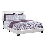 Monarch Specialties I 5911Q Bed with Leather Look Fabric, Queen, White