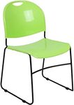 Flash Furniture HERCULES Series 880 lb. Capacity Green Ultra-Compact Stack Chair with Black Powder Coated Frame