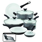 Farberware 17498 Ceramic Nonstick Cookware Pots and Pans Set, 12 Piece, Gray