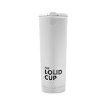 The LoudCup 20 oz Tumbler + Integrated Stadium Horn (Eagle White) - Reusable Water Bottle for Sports Fans - Worlds Loudest Cup for Noisy Fans on Game Day & Tailgating