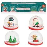 THE TWIDDLERS - 4 Mini Christmas Snow Globes, 5cm - Assorted Xmas Festive Designs for Stocking Fillers Party Gift Bags Ornaments and Decorations
