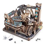 ROBOTIME Motorised Wooden Puzzles for Adults - 3D Puzzles for Adults LGC01 Marble Spaceport - Wooden Marble Run Model to Build - Space/STEM/Engineering Gift