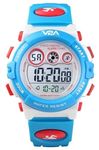 V2A Digital 5Atm Waterproof Kids Sports Watch With 7 Color Backlight Alarm Stopwatch For Boys And Girls (White-Blue, Resin)