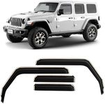 CLIM ART in-Channel Incredibly Durable Rain Guards for Jeep Wrangler JL 2018-2024/Jeep Gladiator 2020-2024, Original Window Deflectors, Vent Window Visors, Vent Deflector, 4 pcs. - 618030