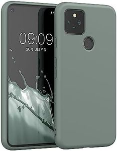 kwmobile Carcasa Compatible con Google Pixel 5 Funda de Silicona - Flexible con Interior de Microfibra - Suave Protector antigolpes - Gris Verdoso