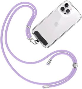 TBOC Cuerda para Movil Universal [Lila] para Colgar Funda del Teléfono Móvil en Cuello - Cuerda móvil con Parche [Negro] de Tela - Cordón para móvil con Enganche