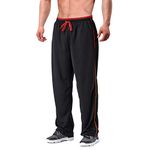 EKLENTSON Mens Loose Fit Jogging Pants Bodybuilding Lightweight Tracksuit Bottoms Yoga Pants with Zip Pockets Red