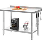 YITAHOME 48" x 24" Stainless Steel Table for Prep & Work with Backsplash, Commercial Heavy Duty Table with Undershelf for Home Kitchen Restaurant Garage Warehouse
