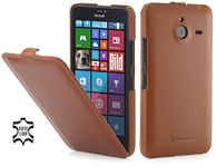 StilGut® UltraSlim, Leather Case for Microsoft Lumia 640 XL / 640 XL Dual SIM, Cognac Brown