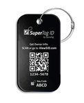 Dynotag® Sentry Series Solid Metal Web Enabled Smart Luggage ID Tag + Steel Loop, w. DynoIQ™ & Lifetime Recovery Service (Midnight Black, Anodized Aluminum)