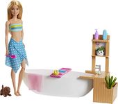 Barbie Fizzy Bath Doll & Playset, Blonde, with Tub, Fizzy Powder, Puppy and More, Gift for Kids 3 to 7 Years Old, GJN32