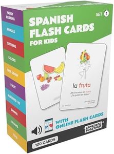 Spanish Flash Cards for Kids: 100 First Spanish Words with Online Audio - Learn Colors, Shapes, Numbers 1-10, Animals and More Beginner, Everyday Words - 100 Cards