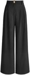 AUTOMET Wide Leg Dress Pants Womens Work Business Casual Palazzo Summer Flowy High Waisted Trousers Slacks 2024 Fall Fashion Suit Pant Dressy Outfits Office Professional Clothes Black L