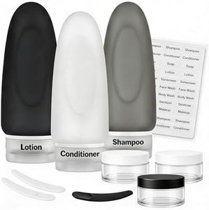 Dot&Dot Leak Proof Travel Bottles - Tubes for Liquid TSA Approved 3oz 10pc Silicone Toiletries Travel Shampoo & Conditioner Containers with Labels
