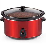 Andrew James Slow Cooker, Removeable Easy Clean Ceramic Bowl, 3 Temperature Settings, Energy Efficient, Tempered Glass Lid, Cool Touch Handles & Non-Slip Feet (Red, 8L)