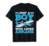 Just A Boy Who Loves Airplanes Funny Plane Lover Boys Gift T-Shirt