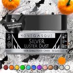 MONÉGASQUE Edible Silver Glitter Luster Dust for Cakes 7g – Silver Cocktail Glitter for Drinks - Halloween Edible Glitter Silver for Cupcake - Silver Edible Glitter for Drinks - Silver Cake Paint