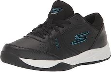 Skechers Women's Viper Court Smash-Athletic Indoor Outdoor Pickleball Shoes | Relaxed Fit Sneakers, Black/Blue, 6.5